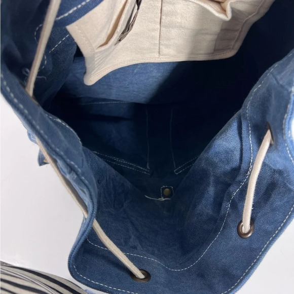 CARGOIT Blue & Ivory Canvas Backpack